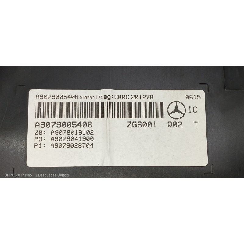 Recambio de cuadro instrumentos para mercedes sprinter iii furgón fwd 2.1 cdi cat referencia OEM IAM A9079005406 A9079019102 A90