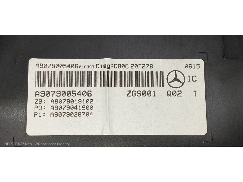 Recambio de cuadro instrumentos para mercedes sprinter iii furgón fwd 2.1 cdi cat referencia OEM IAM A9079005406 A9079019102 A90