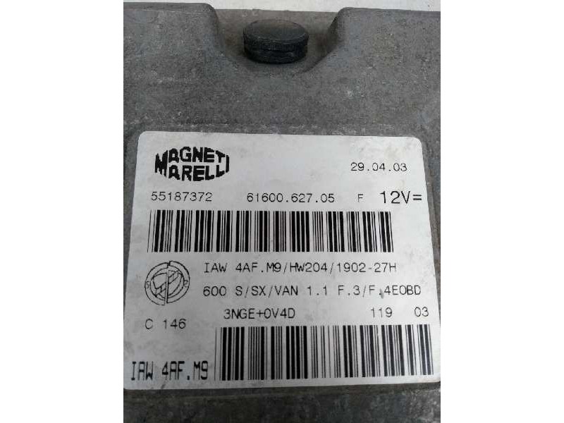 Recambio de centralita motor uce para fiat seicento (187) 1.1 referencia OEM IAM IAW4AFM9 55187372 6160062705 Recambio de centralita motor uce para fiat seicento (187) 1.1 referencia OEM IAM IAW4AFM9 55187372 6160062705