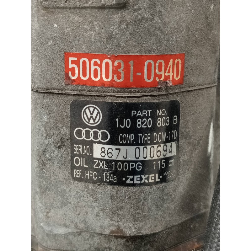 Recambio de compresor aire acondicionado para audi a3 (8l) 1.9 tdi ambiente referencia OEM IAM 1J0820803B 5060310940 
