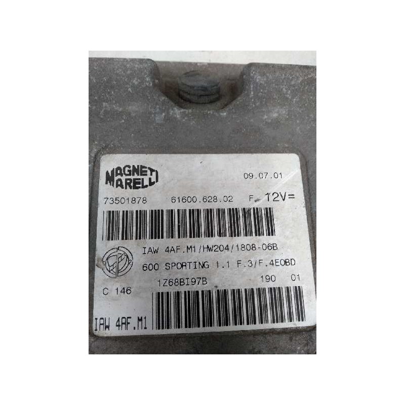 Recambio de centralita motor uce para fiat seicento (187) 1.1 cat referencia OEM IAM IAW4AFM1 73501878 6160062802