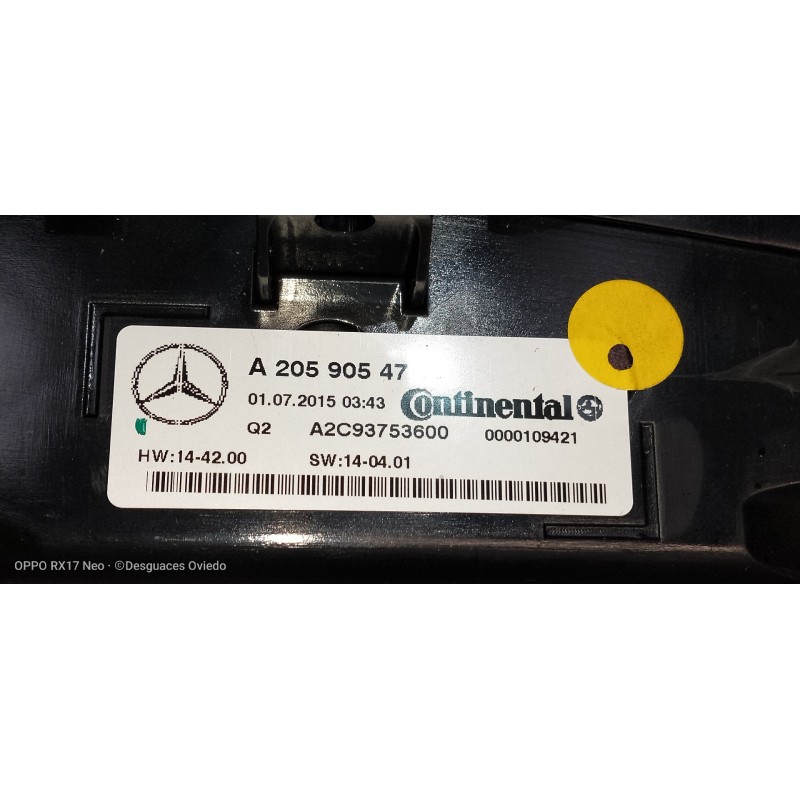 Recambio de mando calefaccion / aire acondicionado para mercedes clase c (w205) lim. 2.1 cdi cat referencia OEM IAM A2059054706 