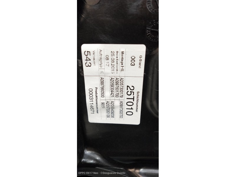 Recambio de elevalunas trasero izquierdo para mercedes clase c (w205) lim. 2.1 cdi cat referencia OEM IAM A2057300179 A099730370