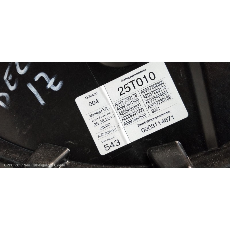 Recambio de elevalunas delantero izquierdo para mercedes clase c (w205) lim. 2.1 cdi cat referencia OEM IAM A2057200179 A0997202