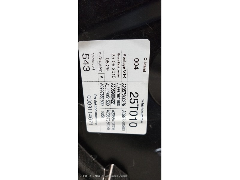 Recambio de elevalunas delantero derecho para mercedes clase c (w205) lim. 2.1 cdi cat referencia OEM IAM A2057200279 A205906011