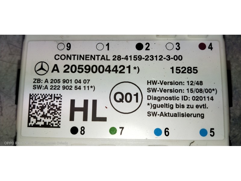 Recambio de modulo electronico para mercedes clase c (w205) lim. 2.1 cdi cat referencia OEM IAM A2059004421 A2059010407 A2229025
