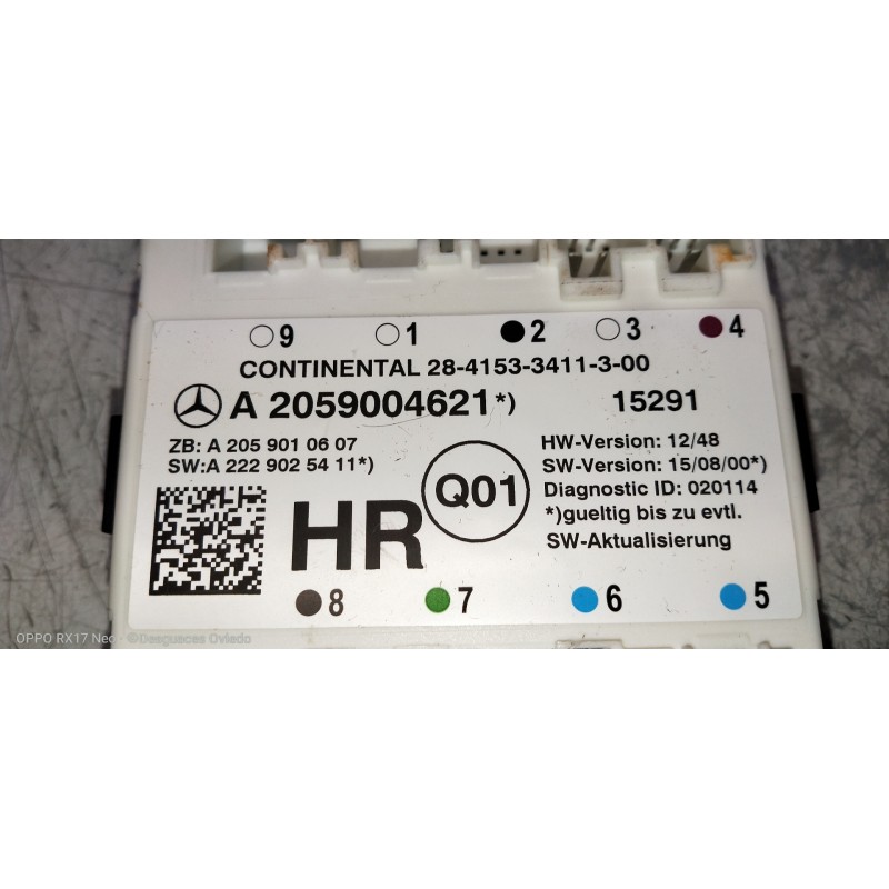 Recambio de modulo electronico para mercedes clase c (w205) lim. 2.1 cdi cat referencia OEM IAM A2059004621 A2059010607 A2229025