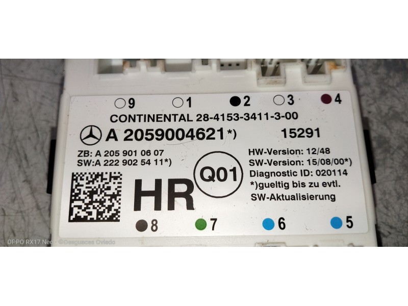 Recambio de modulo electronico para mercedes clase c (w205) lim. 2.1 cdi cat referencia OEM IAM A2059004621 A2059010607 A2229025