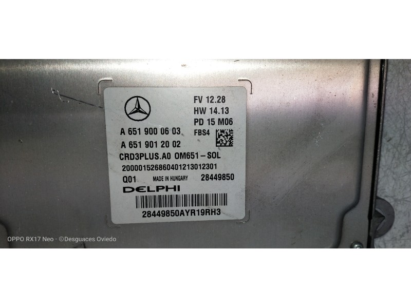 Recambio de centralita motor uce para mercedes clase c (w205) lim. 2.1 cdi cat referencia OEM IAM 28449850 A6519000603 A65190120