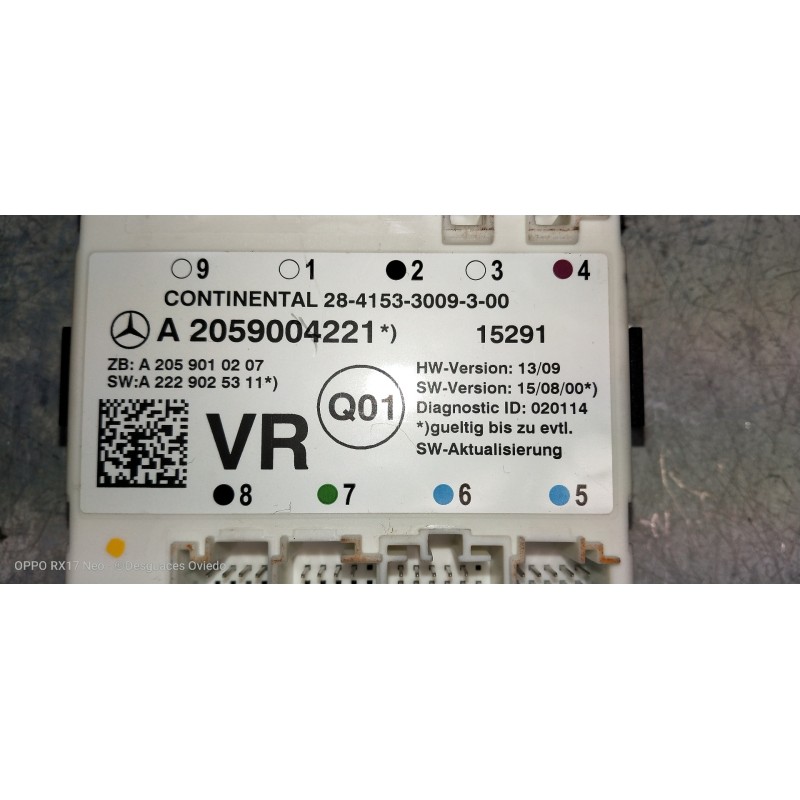 Recambio de modulo electronico para mercedes clase c (w205) lim. 2.1 cdi cat referencia OEM IAM A2059004221 A2059010207 A2229025