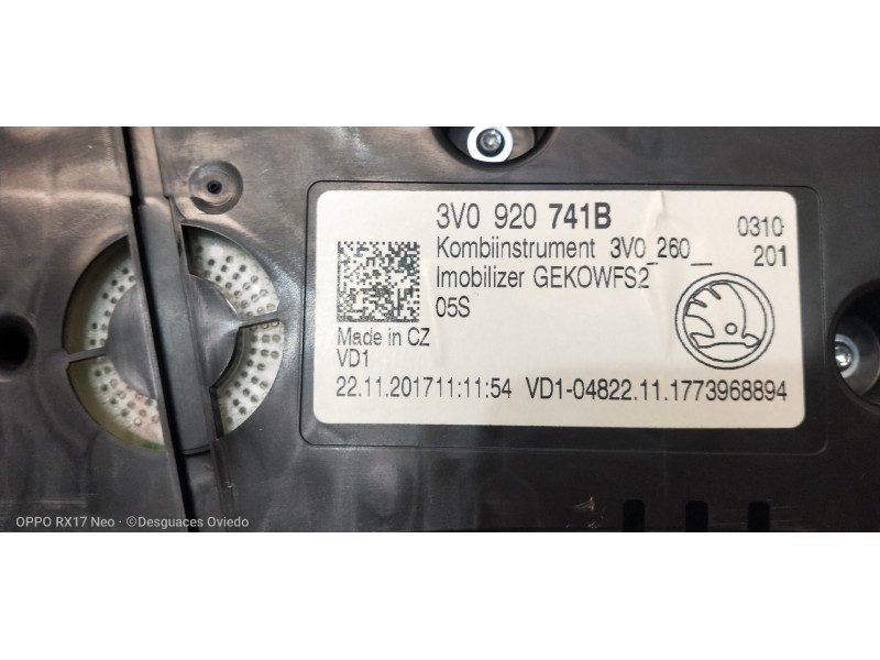 Recambio de cuadro instrumentos para skoda superb (3v3) active referencia OEM IAM 3V0920741B 3V0260201 