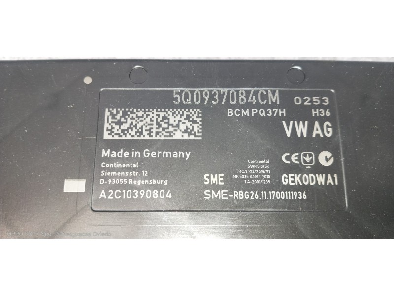 Recambio de modulo electronico para skoda superb (3v3) active referencia OEM IAM 5Q0937084CM A2C10390804 BCMPQ37H 
