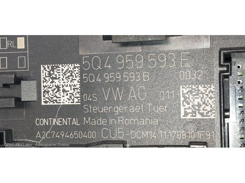 Recambio de modulo electronico para skoda superb (3v3) active referencia OEM IAM 5Q4959593E 5Q4959593B A2C7494650400 