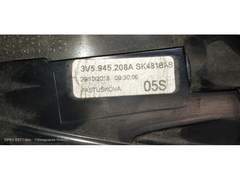 Recambio de piloto trasero derecho para skoda superb (3v3) active referencia OEM IAM 3V5945208A  