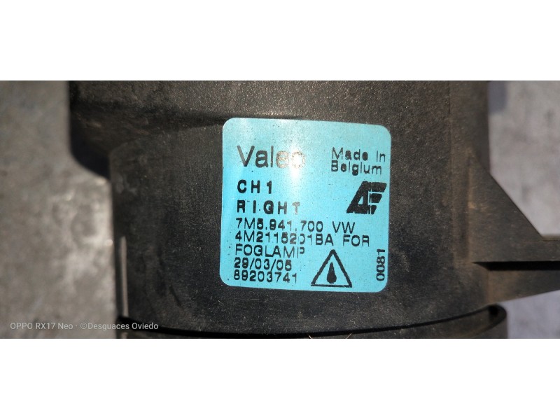 Recambio de faro antiniebla derecho para ford galaxy (vy) ambiente referencia OEM IAM 7M5941700 4M2115201BA 