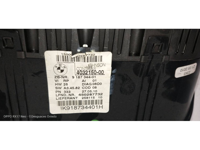 Recambio de cuadro instrumentos para bmw serie 3 touring (e91) 318d referencia OEM IAM 918734401 403215000 