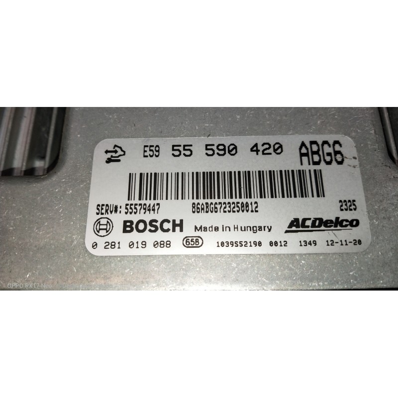 Recambio de centralita motor uce para opel insignia berlina 2.0 cdti cat referencia OEM IAM 0281019088 55590420 55579447