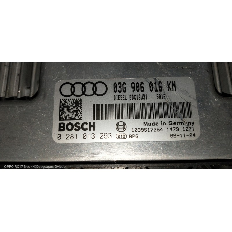 Recambio de centralita motor uce para audi a4 avant (8e) 2.0 tdi referencia OEM IAM 0281013293 03G906016KN 