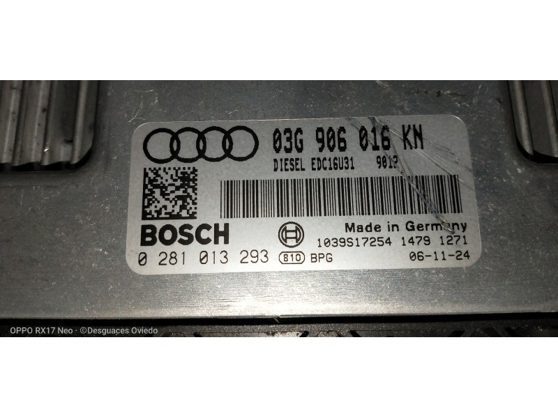 Recambio de centralita motor uce para audi a4 avant (8e) 2.0 tdi referencia OEM IAM 0281013293 03G906016KN 