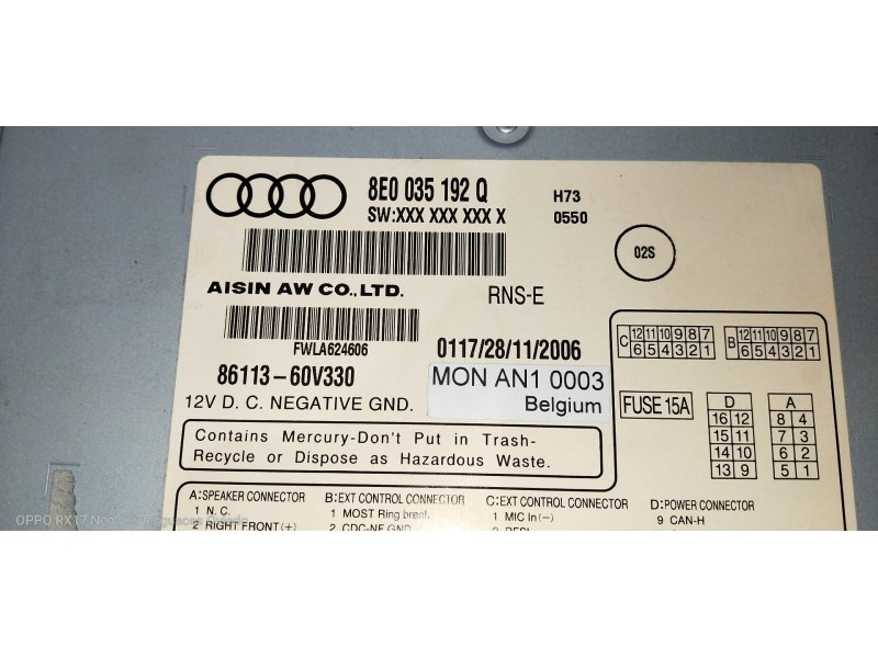 Recambio de sistema navegacion gps para audi a4 avant (8e) 2.0 tdi referencia OEM IAM 8E0035192Q 8611360V330 