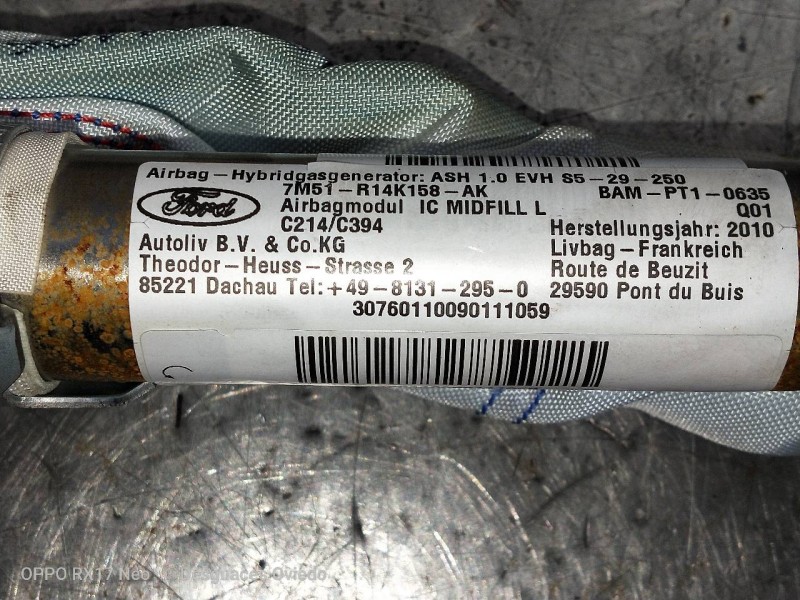 Recambio de airbag cortina delantero izquierdo para ford kuga (cbv) trend referencia OEM IAM 7M51R14K158AK  