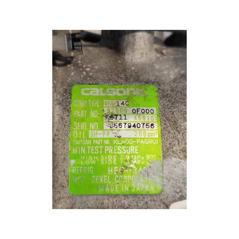 Recambio de compresor aire acondicionado para ford maverick (ml) básico referencia OEM IAM 926000F000 5971145010 DKV14C CALSONIC