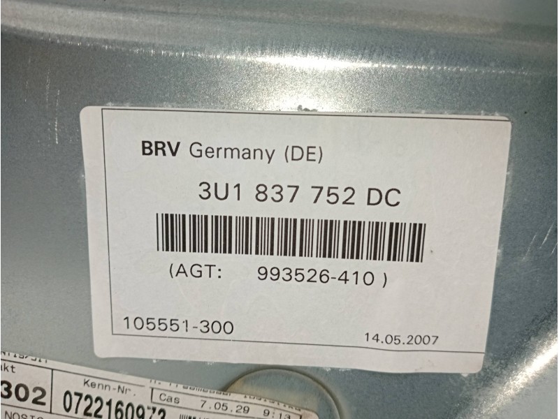 Recambio de elevalunas delantero derecho para skoda superb (3u4) classic referencia OEM IAM 3B4837756D16 3U1837752DC 4P