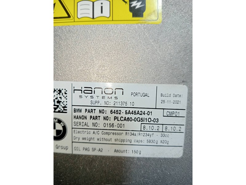 Recambio de compresor aire acondicionado para bmw ix3 g08 referencia OEM IAM 64525A45A241  