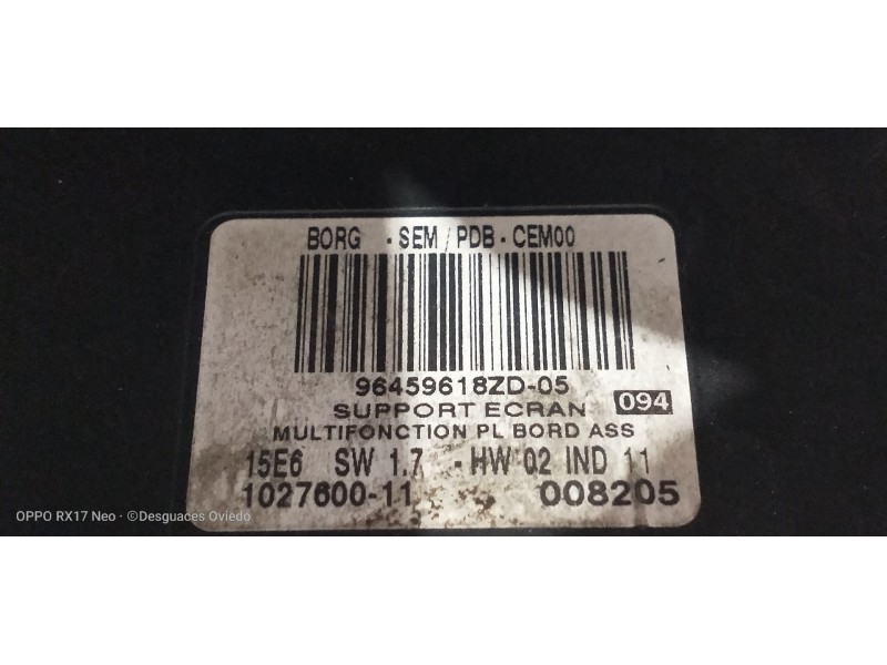 Recambio de pantalla multifuncion para citroen c6 básico referencia OEM IAM 96459618ZD  