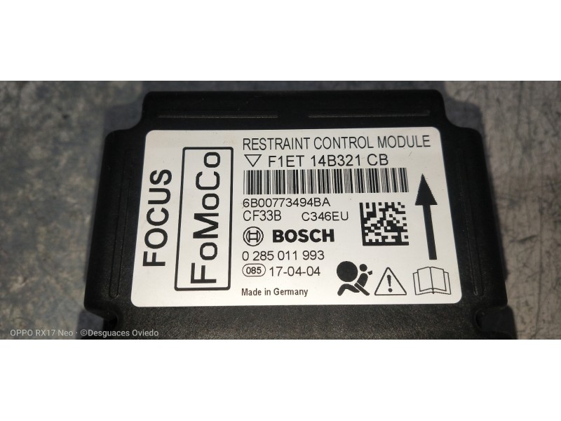 Recambio de centralita airbag para ford focus lim. st-line referencia OEM IAM 0285011993 F1ET14B321CB 