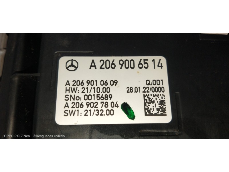 Recambio de sistema navegacion gps para mercedes clase c (w206) familiar (2021 - ...) c 220 d referencia OEM IAM A2069006514 A20