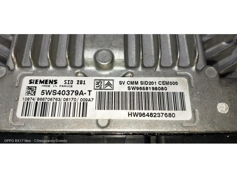 Recambio de centralita motor uce para citroen c6 básico referencia OEM IAM 5WS40379AT SW9658198080 HW9648237680