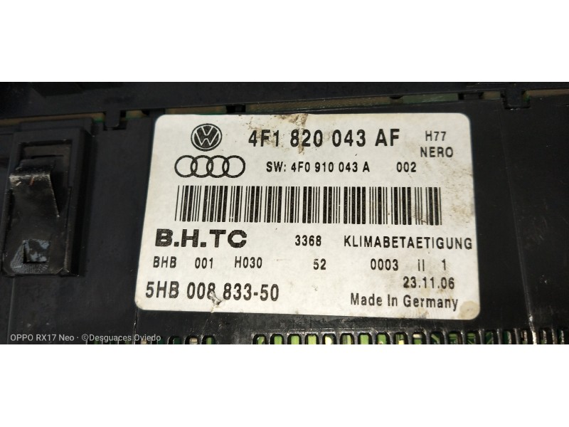 Recambio de mando calefaccion / aire acondicionado para audi a6 allroad quattro (4fh) referencia OEM IAM 4F1820043AF 4F0910043A 
