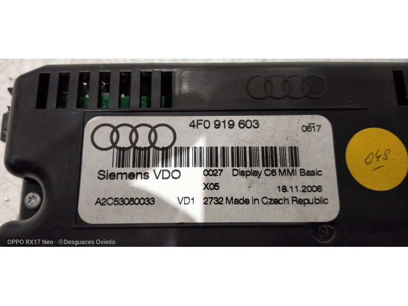 Recambio de pantalla multifuncion para audi a6 allroad quattro (4fh) referencia OEM IAM 4F0919603 A2C53080033 