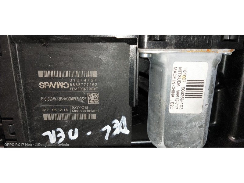 Recambio de elevalunas delantero derecho para volvo v60 cross country pro awd referencia OEM IAM 966269103 31674757 31462705 