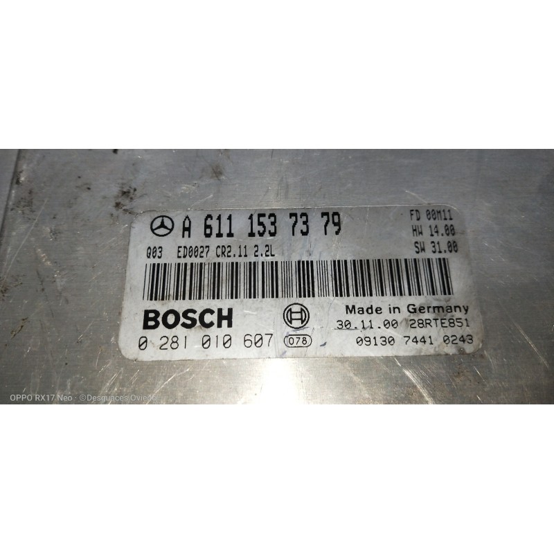 Recambio de centralita motor uce para mercedes clase c (w203) berlina 220 cdi (203.006) referencia OEM IAM 0281010607 A611153737