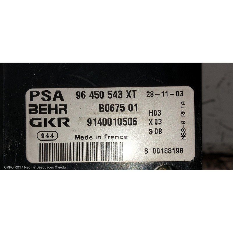 Recambio de mando calefaccion / aire acondicionado para citroen xsara picasso 2.0 hdi vivace referencia OEM IAM 96450543XT B0675