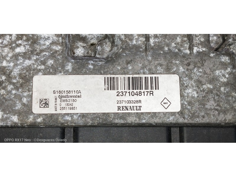 Recambio de centralita motor uce para renault megane iii berlina 5 p dynamique referencia OEM IAM 237104817R 237103328R 
