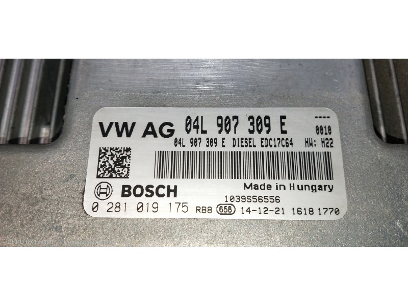 Recambio de centralita motor uce para audi a3 sedán(8vs) attraction referencia OEM IAM 0281019175 04L907309E 