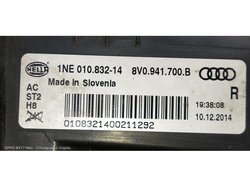 Recambio de faro antiniebla derecho para audi a3 sedán(8vs) attraction referencia OEM IAM 8V0941700B  