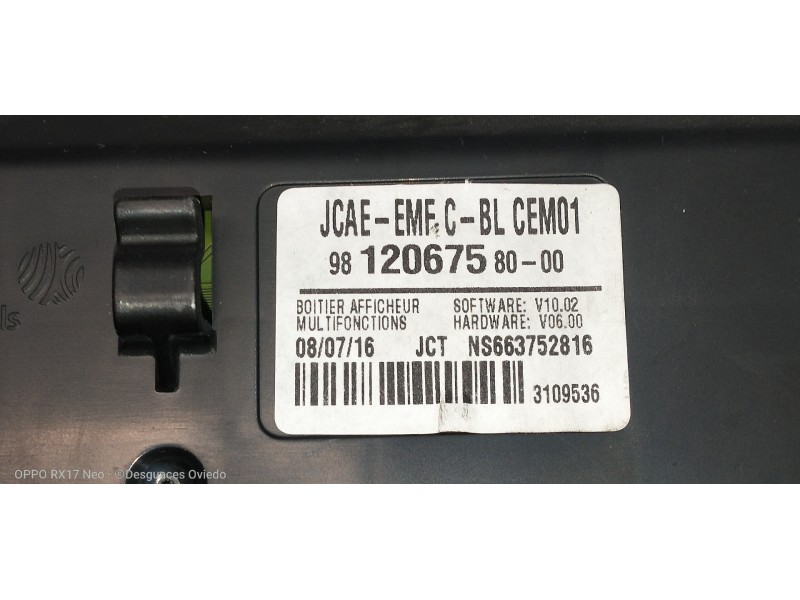 Recambio de pantalla multifuncion para toyota proace verso compact shuttle referencia OEM IAM 9812067580 NS663752816 