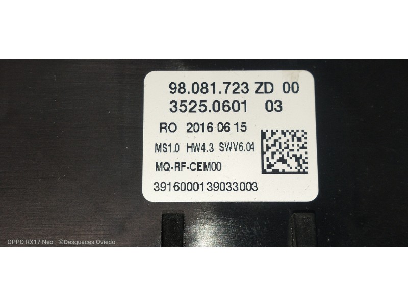 Recambio de mando calefaccion / aire acondicionado para toyota proace verso compact shuttle referencia OEM IAM 98081723ZD  
