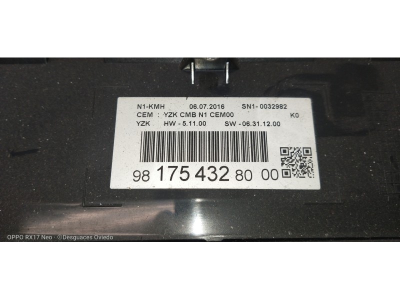 Recambio de cuadro instrumentos para toyota proace verso compact shuttle referencia OEM IAM 9817543280  