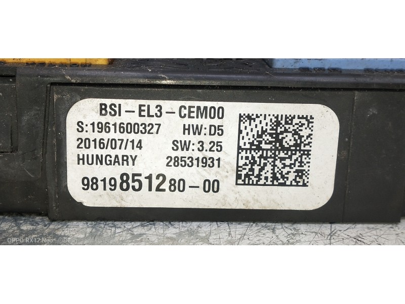 Recambio de caja reles / fusibles para toyota proace verso compact shuttle referencia OEM IAM 9819851280 BSIEL3CEM00 28531931 
