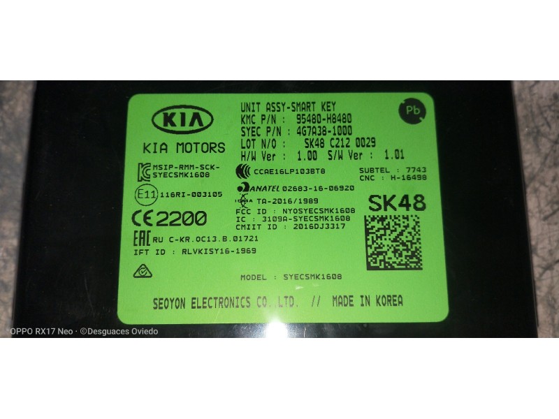 Recambio de modulo electronico para kia rio (yb) 1.2 cat referencia OEM IAM 95480H8480 4G7A381000 