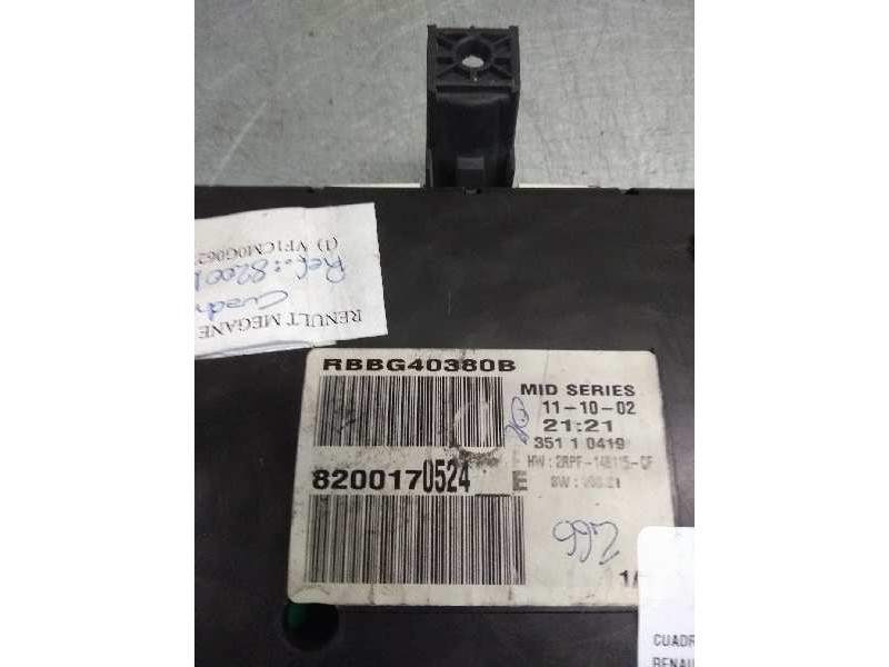 Recambio de cuadro instrumentos para renault megane ii classic berlina 1.9 dci diesel referencia OEM IAM 8200170524E  