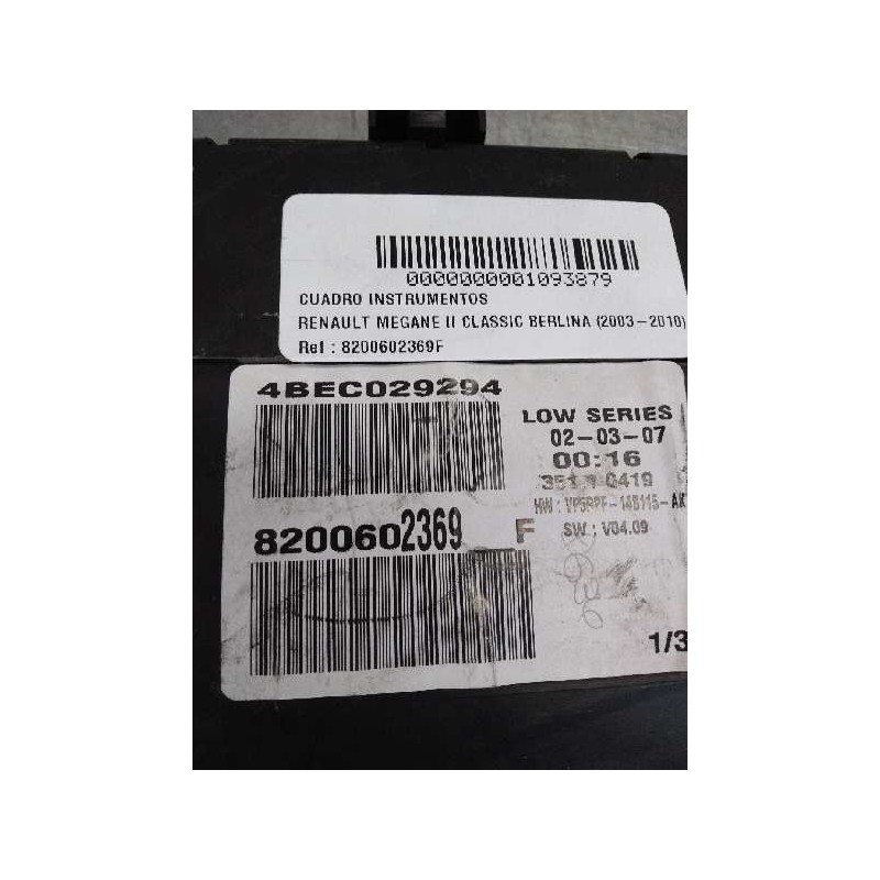 Recambio de cuadro instrumentos para renault megane ii classic berlina 2.0 dci diesel cat referencia OEM IAM 8200602369F  