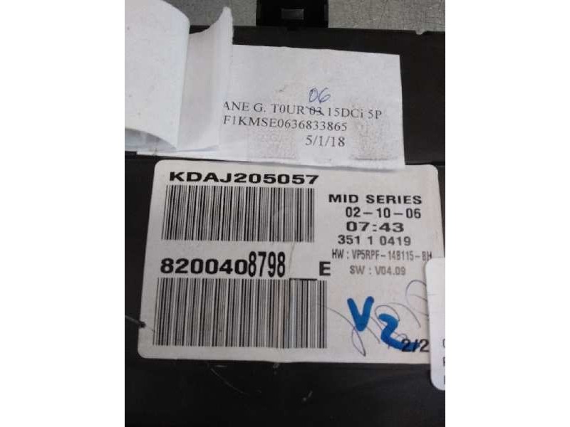 Recambio de cuadro instrumentos para renault megane ii familiar 1.5 dci diesel referencia OEM IAM 8200408798E  