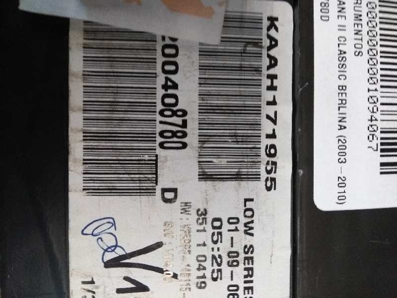 Recambio de cuadro instrumentos para renault megane ii classic berlina 1.6 16v referencia OEM IAM 8200408780D   Recambio de cuadro instrumentos para renault megane ii classic berlina 1.6 16v referencia OEM IAM 8200408780D