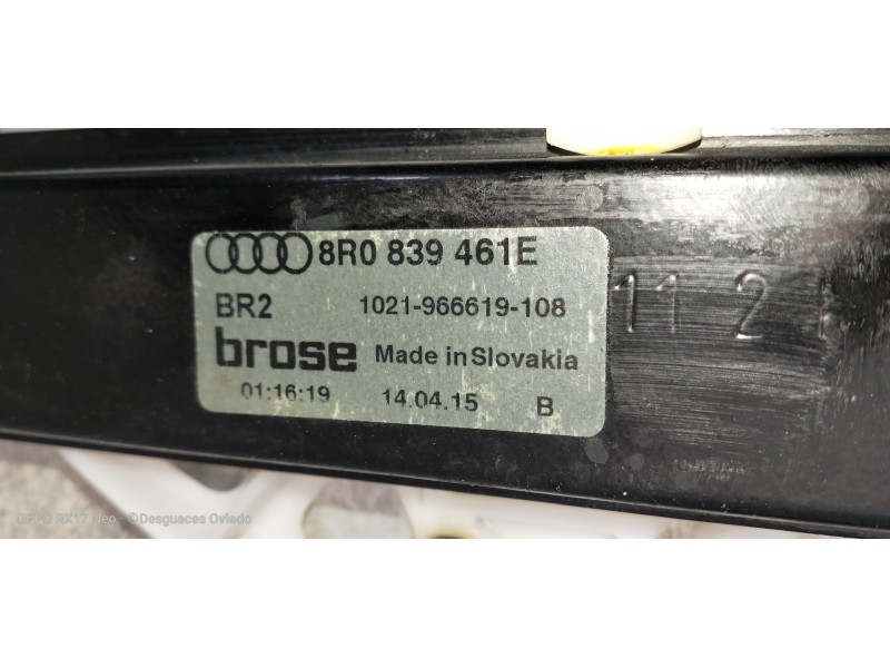 Recambio de elevalunas trasero izquierdo para audi sq5 (8r) 3.0 tdi quattro referencia OEM IAM 8R0839461E 8K0959811A 